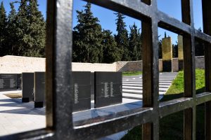 Memorial at the Kaisariani Shooting Range, commemorating the execution of 200 Greek resistance fighters by Nazi forces on May 1, 1944
