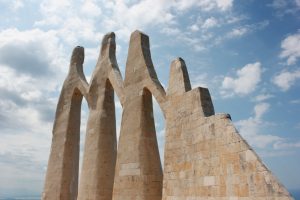 The monument  for the Dance of Zalongo in Epirus Greece near the village of Kamarina