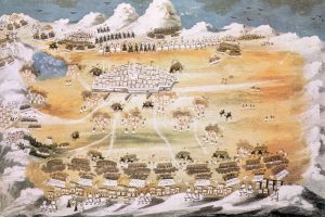 The Siege of Tripolitsa. Lithograph by Panayiotis Zographou from the collection of the Benaki Museum